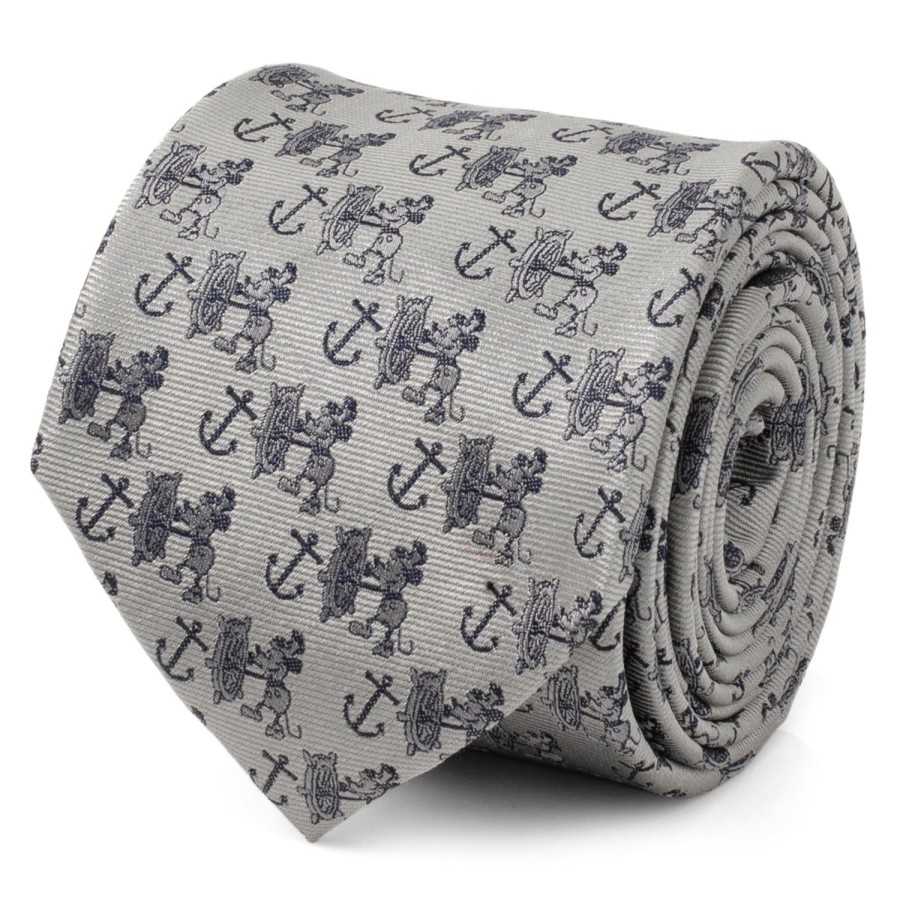 Disney D100 Steamboat Willie Gray Men'S Tie | Disney Ties