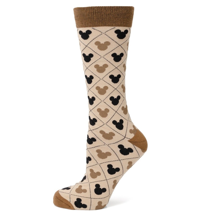 Disney Mickey Silhouette Diamond Tan Socks | Socks