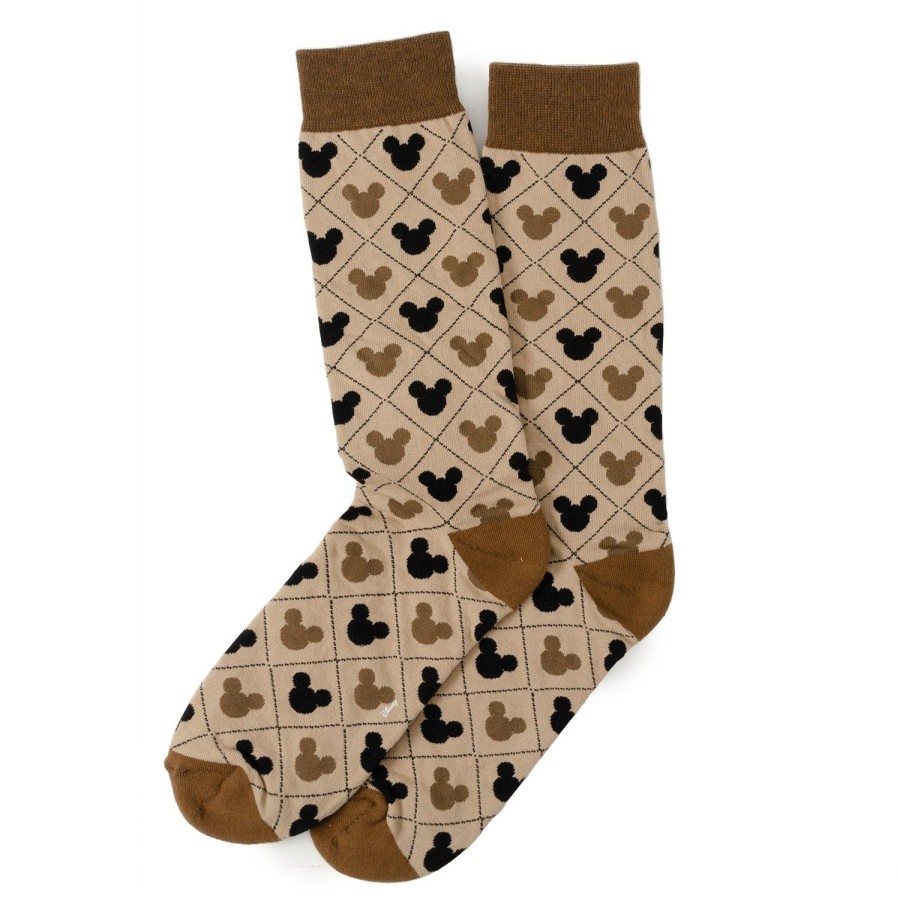 Disney Mickey Silhouette Diamond Tan Socks | Socks