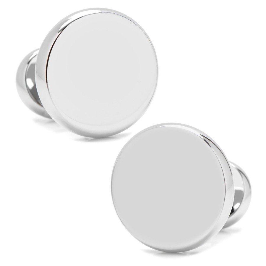 Ox and Bull Trading Co. Stainless Steel Engravable Classic Round Cufflinks | Classic Cufflinks