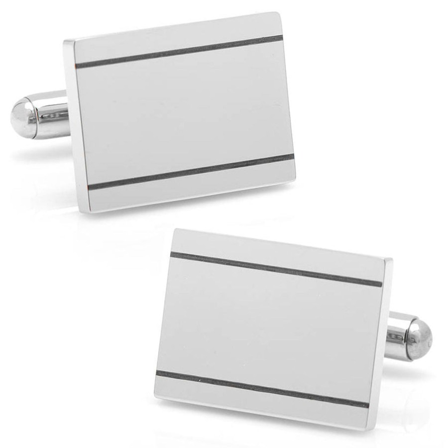 Ox and Bull Trading Co. Stainless Steel Engravable Etched Frame Cufflinks | Classic Cufflinks