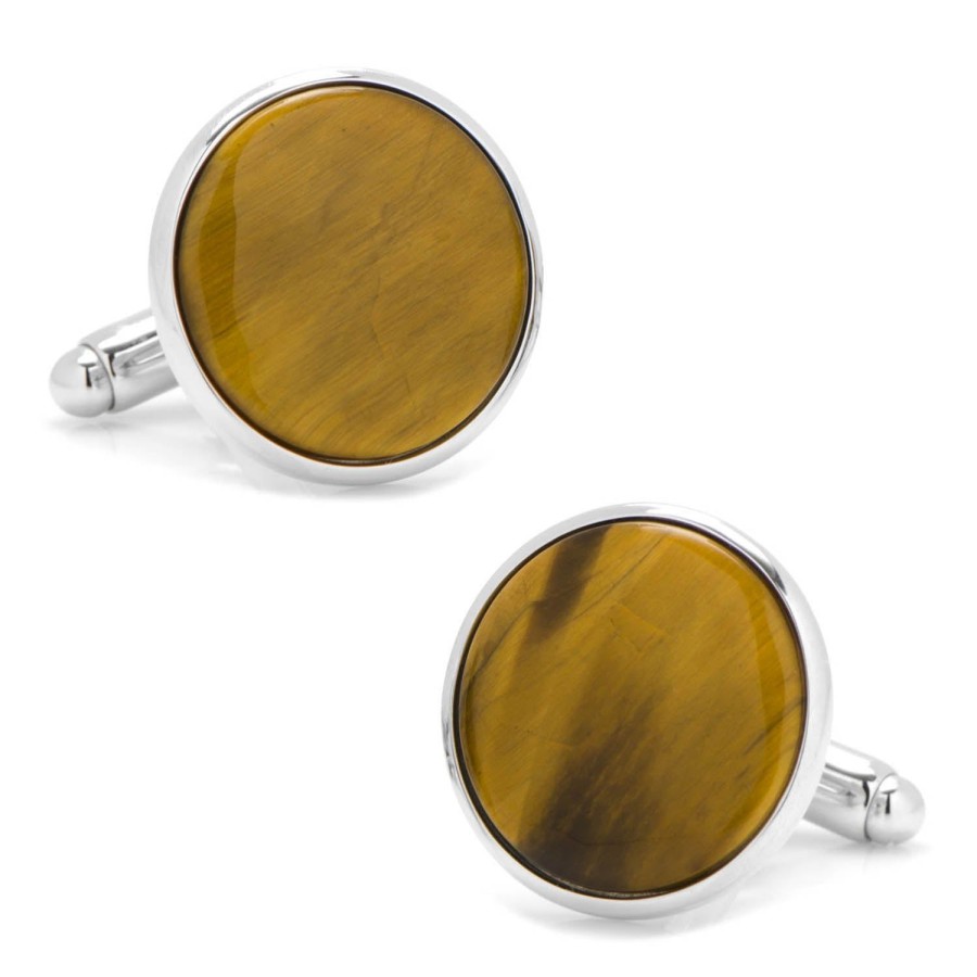 Ox and Bull Trading Co. Silver And Tiger'S Eye Cufflinks | Classic Cufflinks