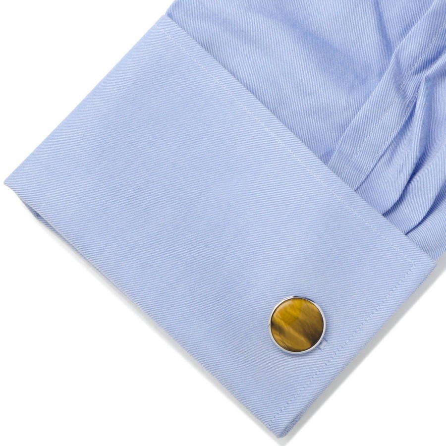 Ox and Bull Trading Co. Silver And Tiger'S Eye Cufflinks | Classic Cufflinks