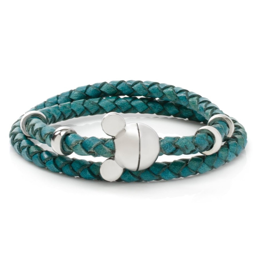 Disney Mickey Silhouette Teal Double Wrapped Leather Bracelet | Bracelets