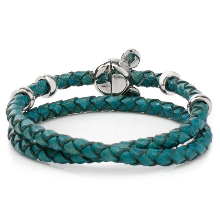 Disney Mickey Silhouette Teal Double Wrapped Leather Bracelet | Bracelets