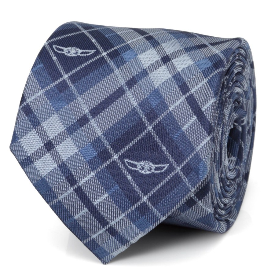 Star Wars Star Wars The Child Plaid Blue Men'S Tie | Star Wars Ties