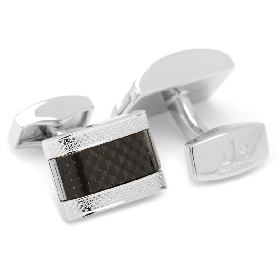 Tateossian Black Carbon Fiber D-Shape Cufflinks | Classic Cufflinks