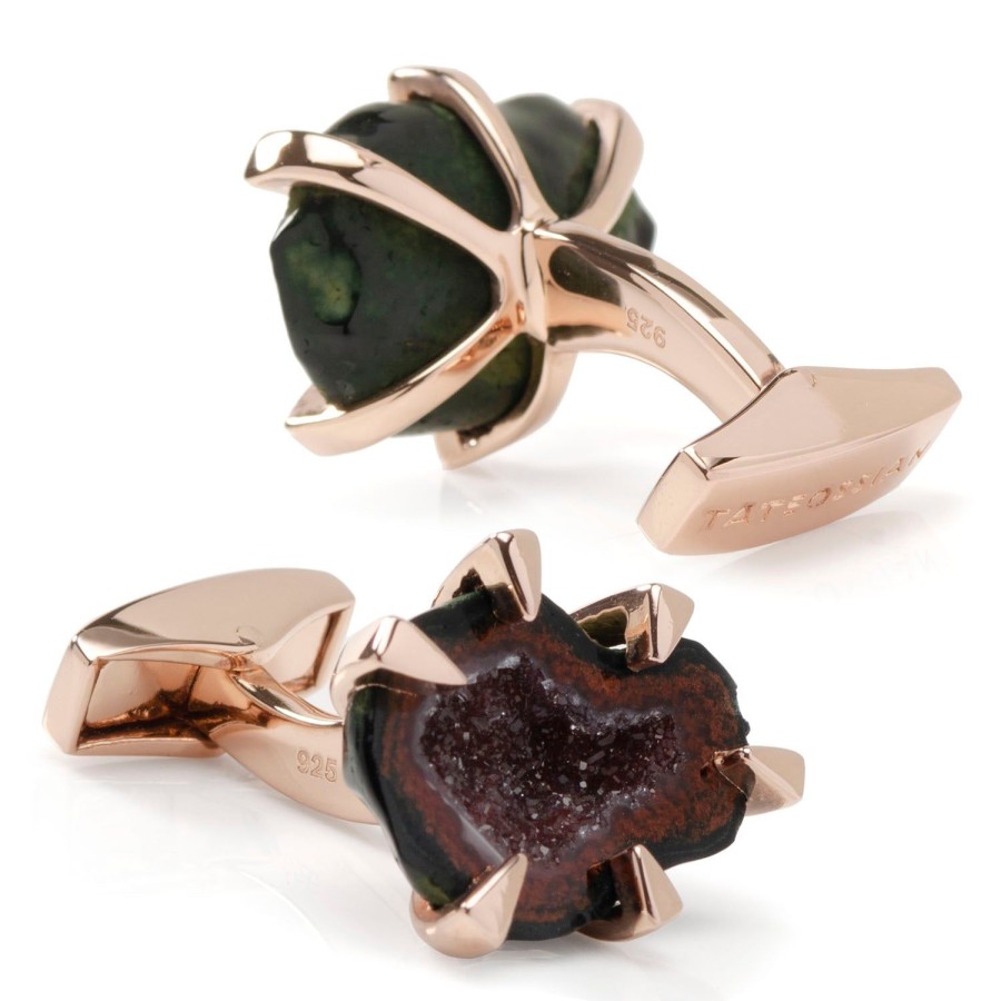 Tateossian Red Geode Rose Gold Plated Sterling Silver Cufflinks | Classic Cufflinks