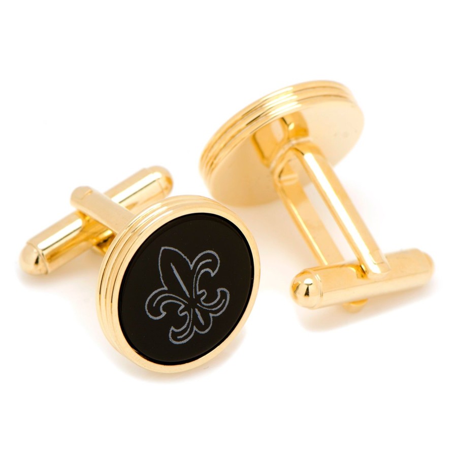 JJ Weston Fleur De Lis Engraved Onyx Stud Set | Stud Sets