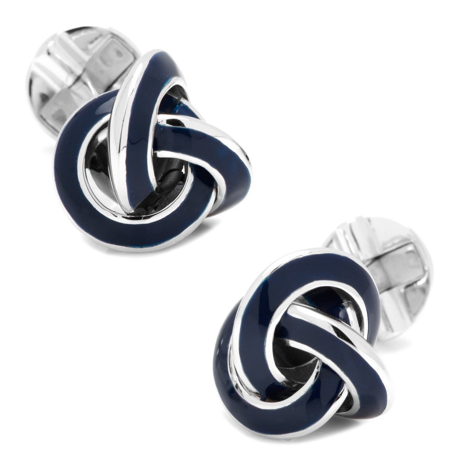 Ox and Bull Trading Co. Sterling Blue Enamel Knot Cufflinks | Classic Cufflinks