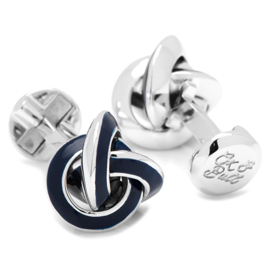 Ox and Bull Trading Co. Sterling Blue Enamel Knot Cufflinks | Classic Cufflinks