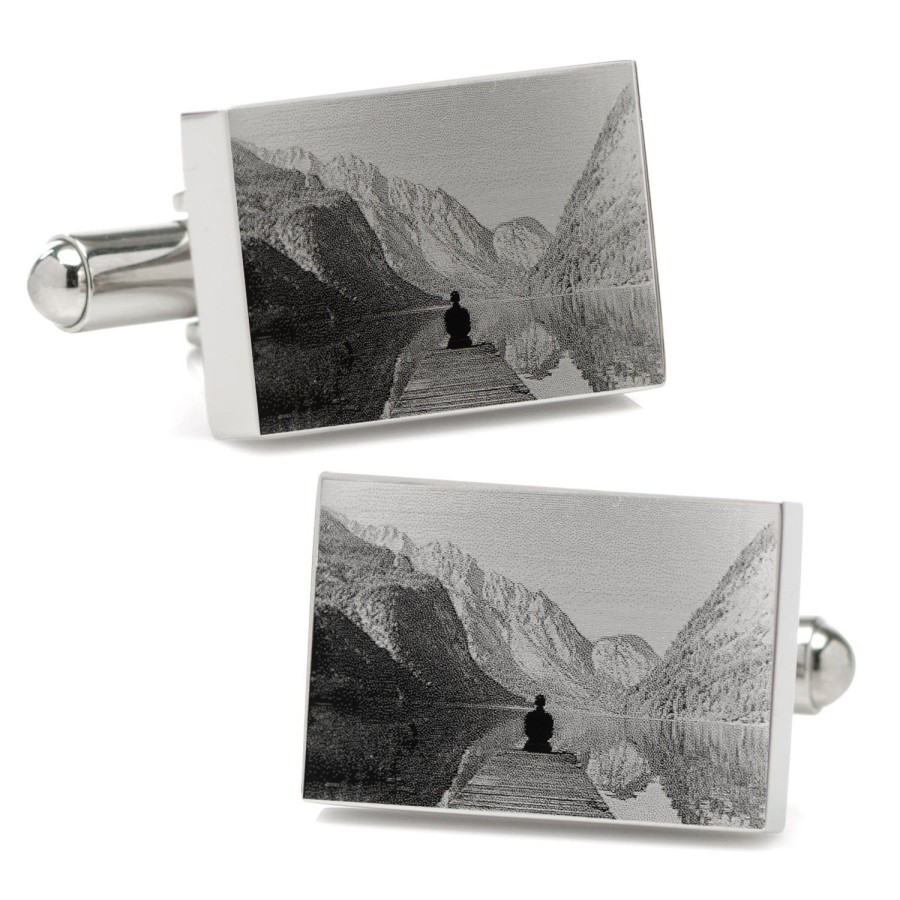 Ox and Bull Trading Co. Custom Engraved Block Photo Cufflinks | Classic Cufflinks