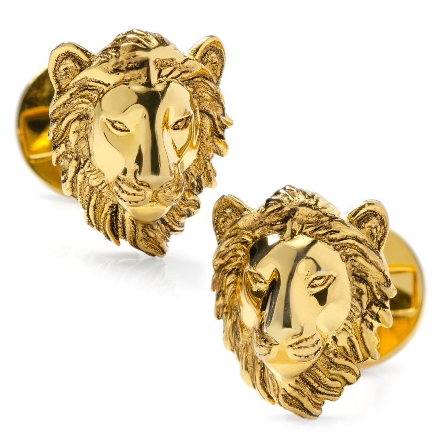 Ox and Bull Trading Co. Gold Plated Sterling Lion Head Cufflinks | Classic Cufflinks