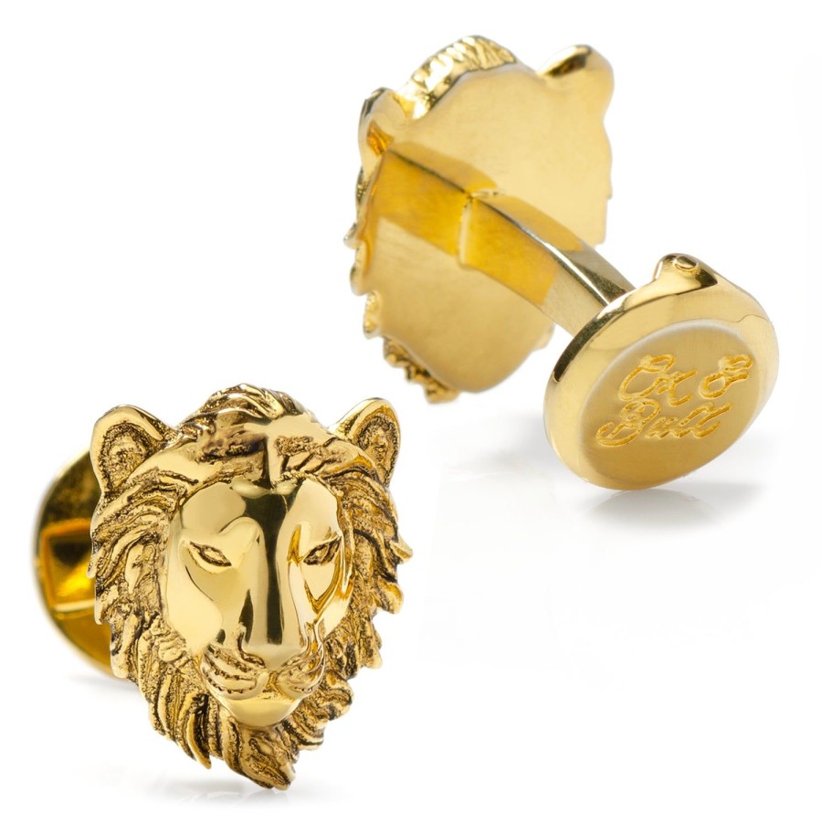 Ox and Bull Trading Co. Gold Plated Sterling Lion Head Cufflinks | Classic Cufflinks