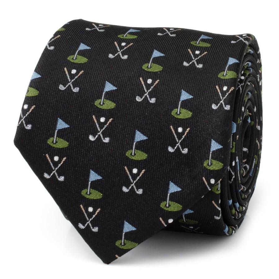 Cufflinks, Inc. Golf Course Black Silk Men'S Tie | Classic Ties