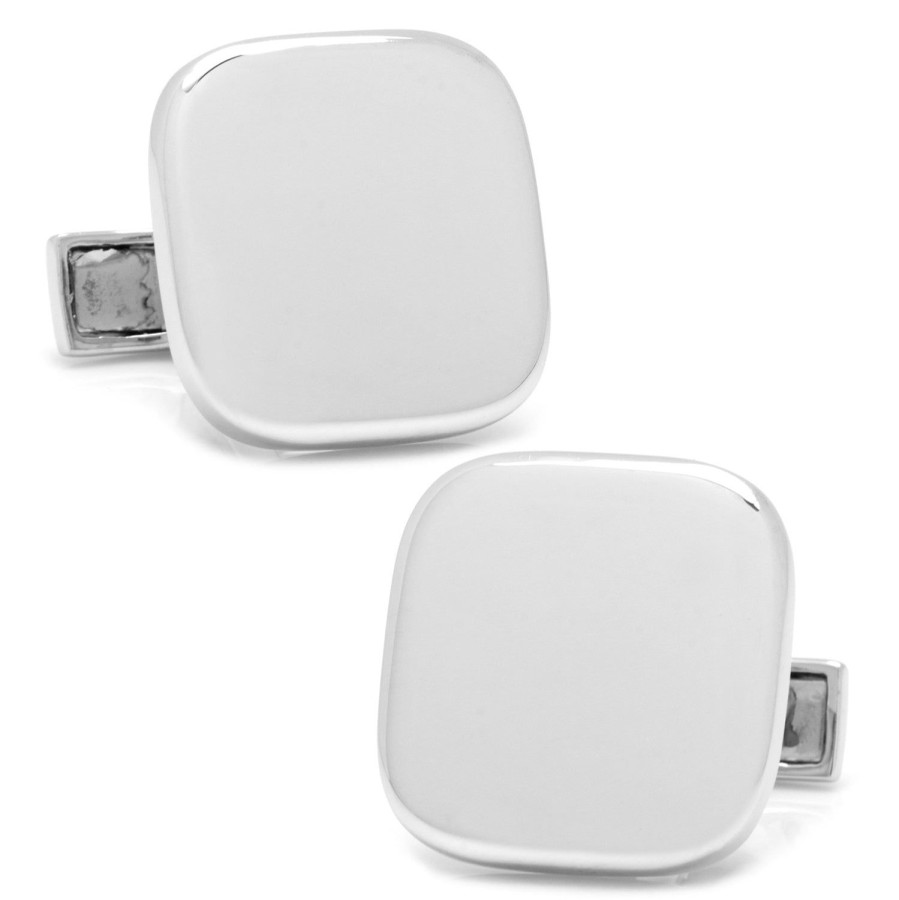 Ox and Bull Trading Co. Sterling Silver Soft Square Engravable Cufflinks | Classic Cufflinks