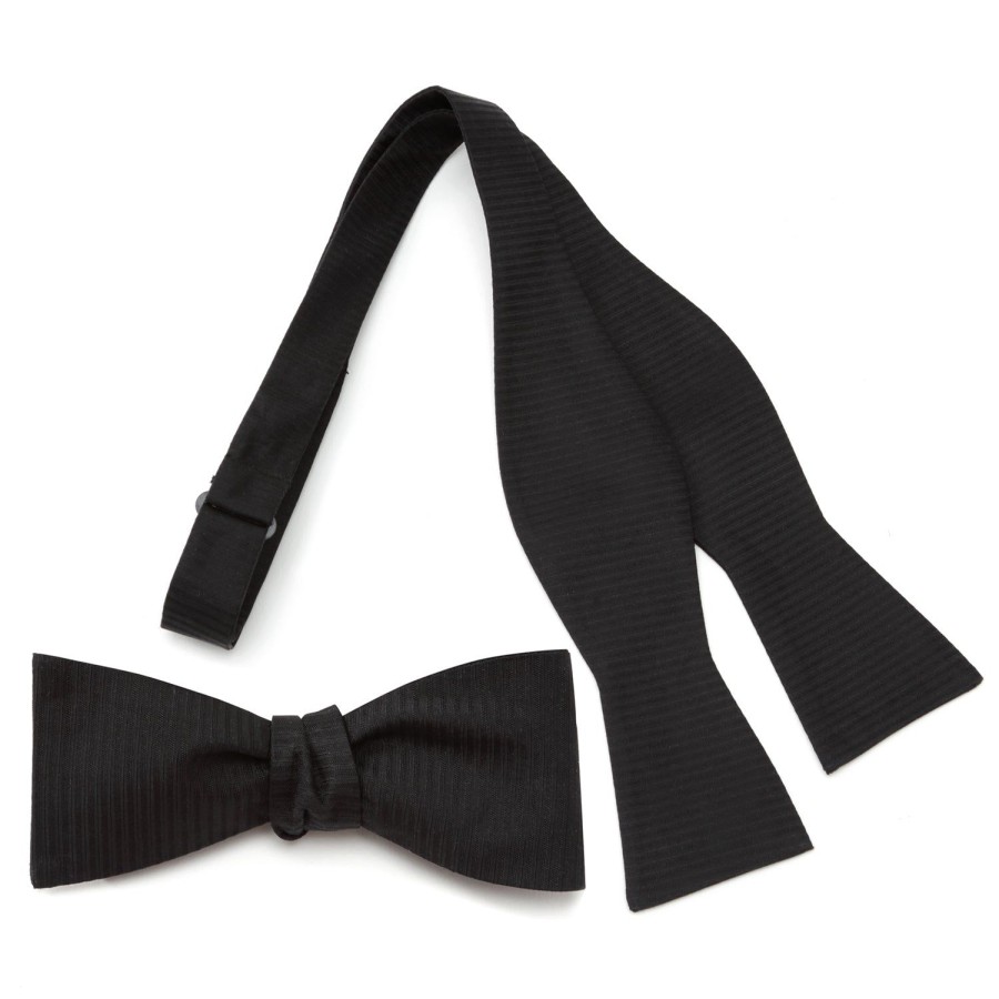 Ox and Bull Trading Co. Black Formal Pinstripe Silk Bow Tie | Bow Ties