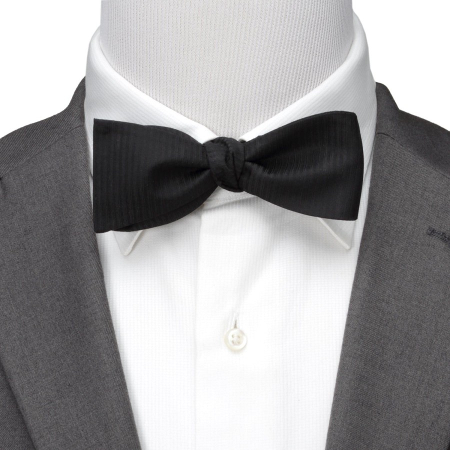 Ox and Bull Trading Co. Black Formal Pinstripe Silk Bow Tie | Bow Ties