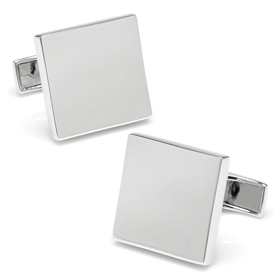 Ox and Bull Trading Co. Sterling Silver Infinity Edge Square Engravable Cufflinks | Classic Cufflinks