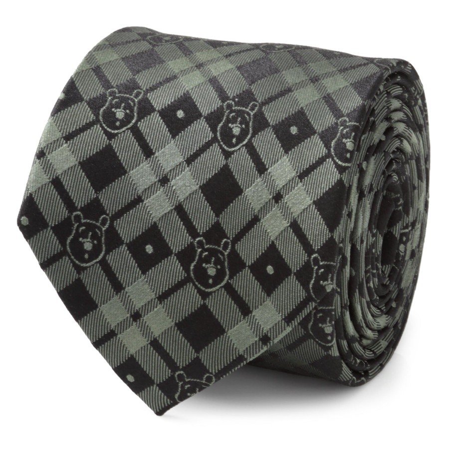 Disney Winnie The Pooh Green Black Plaid Men'S Tie | Disney Ties