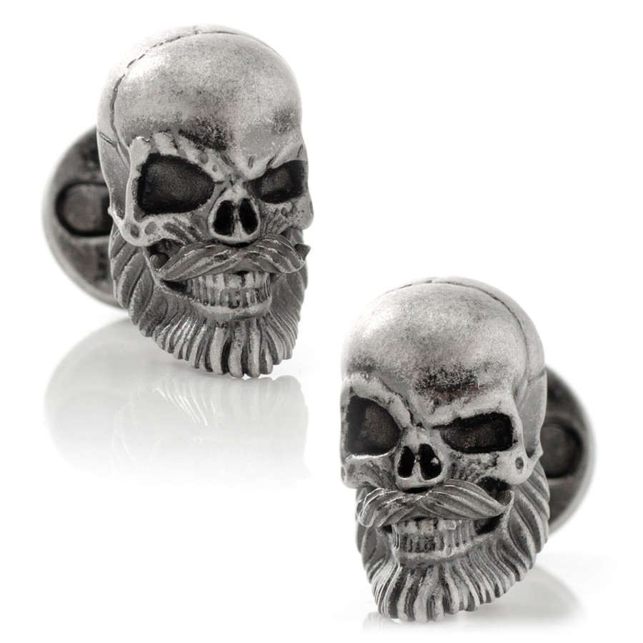 Ox and Bull Trading Co. Stainless Steel Mustache Skull Cufflinks | Classic Cufflinks