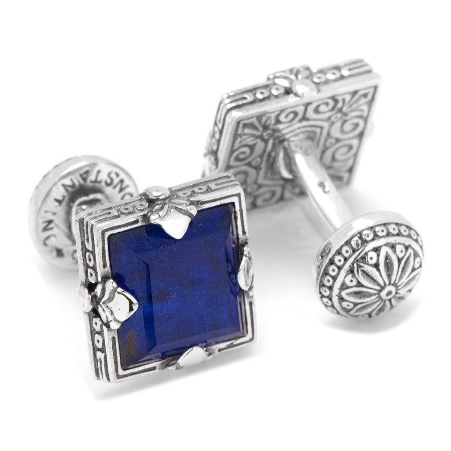 Konstantino Sterling Silver And Lapis Faceted Square Cufflinks | Classic Cufflinks