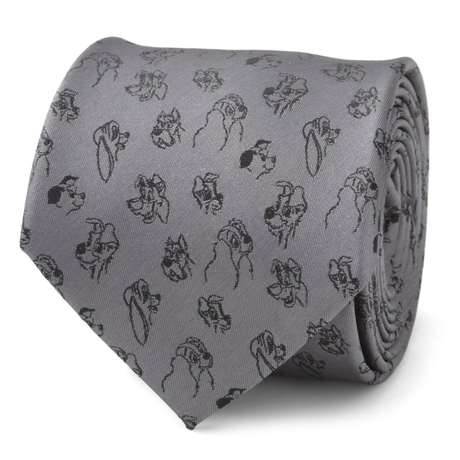 Disney Dog Print Gray Men'S Tie | Disney Ties