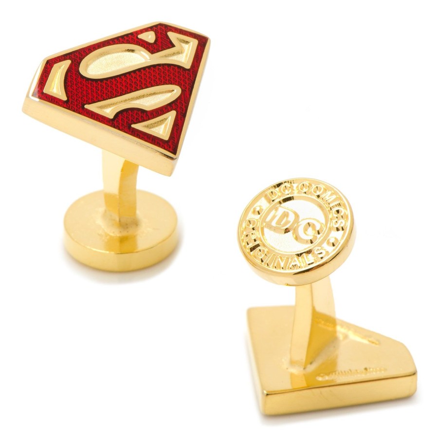 DC Comics Gold Enamel Superman Shield Cufflinks | Movies & Characters Cufflinks