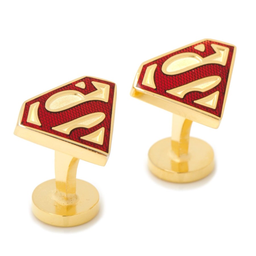 DC Comics Gold Enamel Superman Shield Cufflinks | Movies & Characters Cufflinks