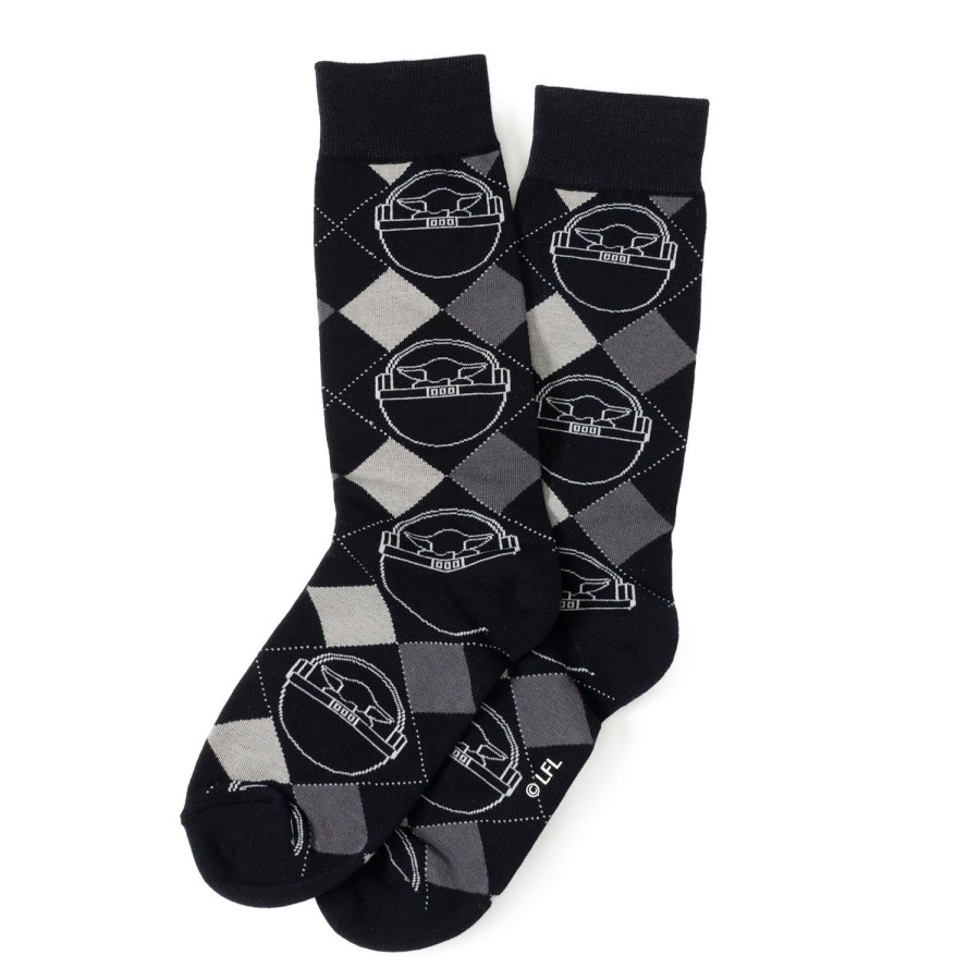 Star Wars Grogu Argyle Charcoal Men'S Socks | Socks