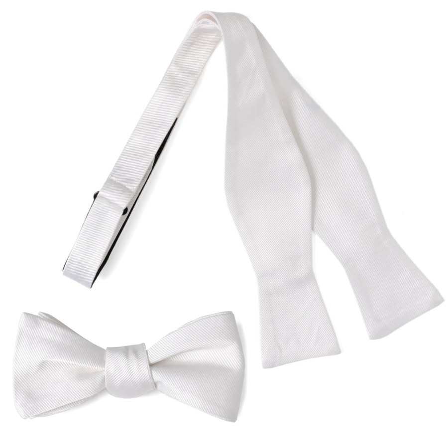 Ox and Bull Trading Co. White Silk Self Bow Tie | Bow Ties