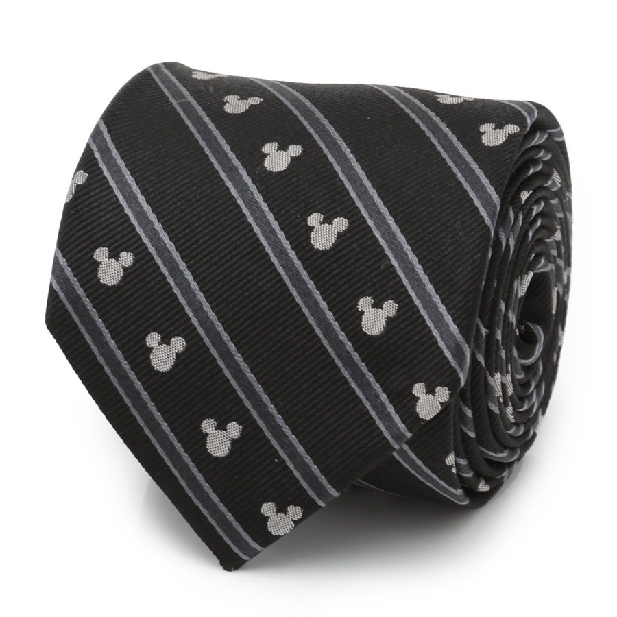 Disney Mickey Mouse Stripe Black Men'S Tie | Disney Ties