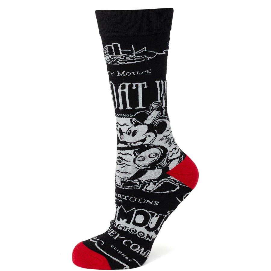 Disney D100 Steamboat Willie Vintage Black Socks | Socks