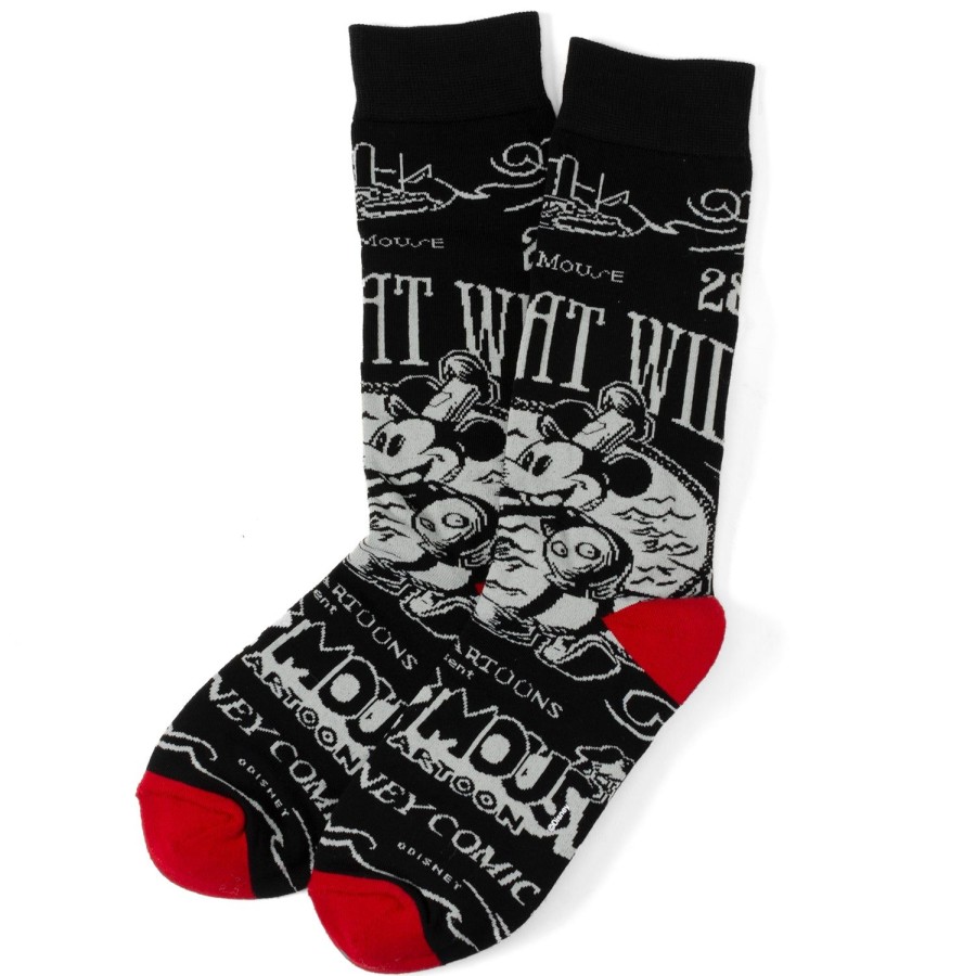 Disney D100 Steamboat Willie Vintage Black Socks | Socks