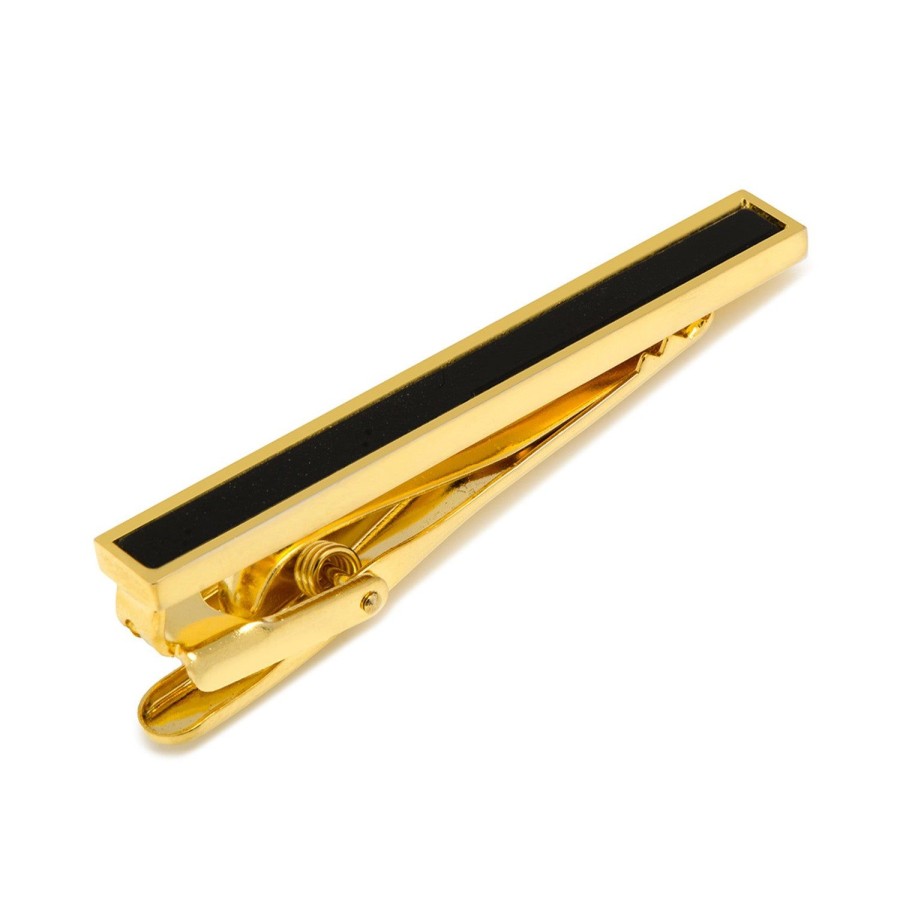 Ox and Bull Trading Co. Gold And Onyx Inlaid Tie Clip | Classic Tie Bars