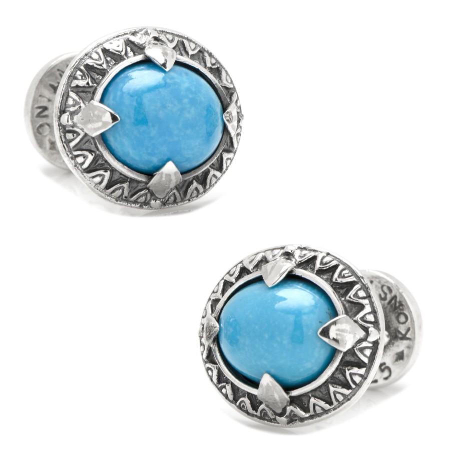 Konstantino Sterling Silver And Oval Turquoise Cufflinks | Classic Cufflinks