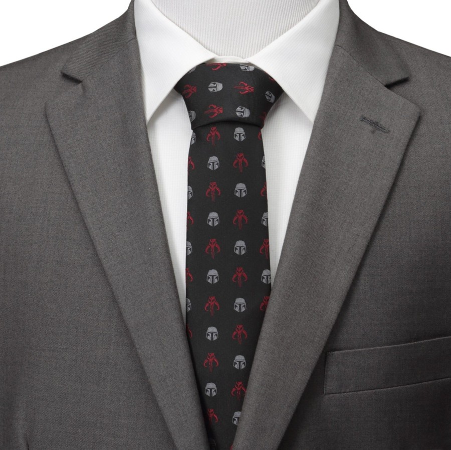 Star Wars Star Wars Mando Black Red Men'S Tie | Star Wars Ties