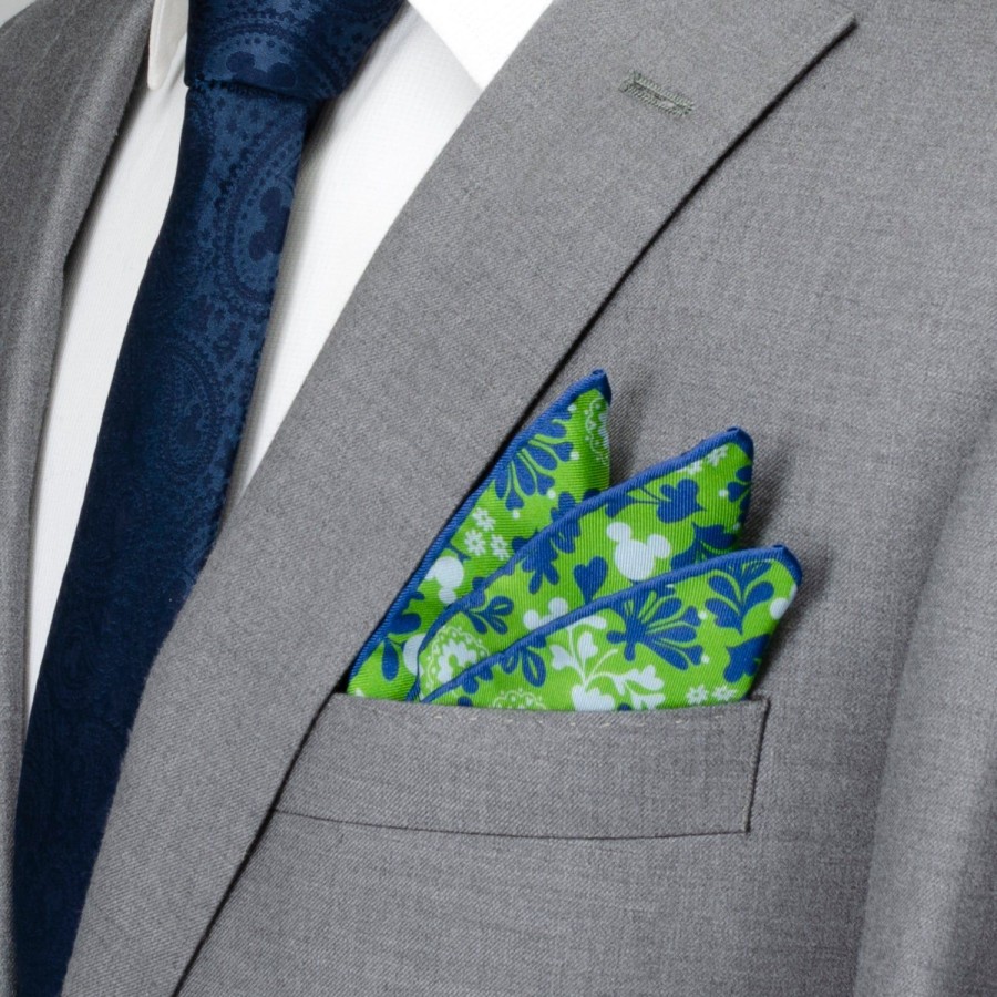 Disney Mickey Floral Green Pocket Square | Pocket Squares