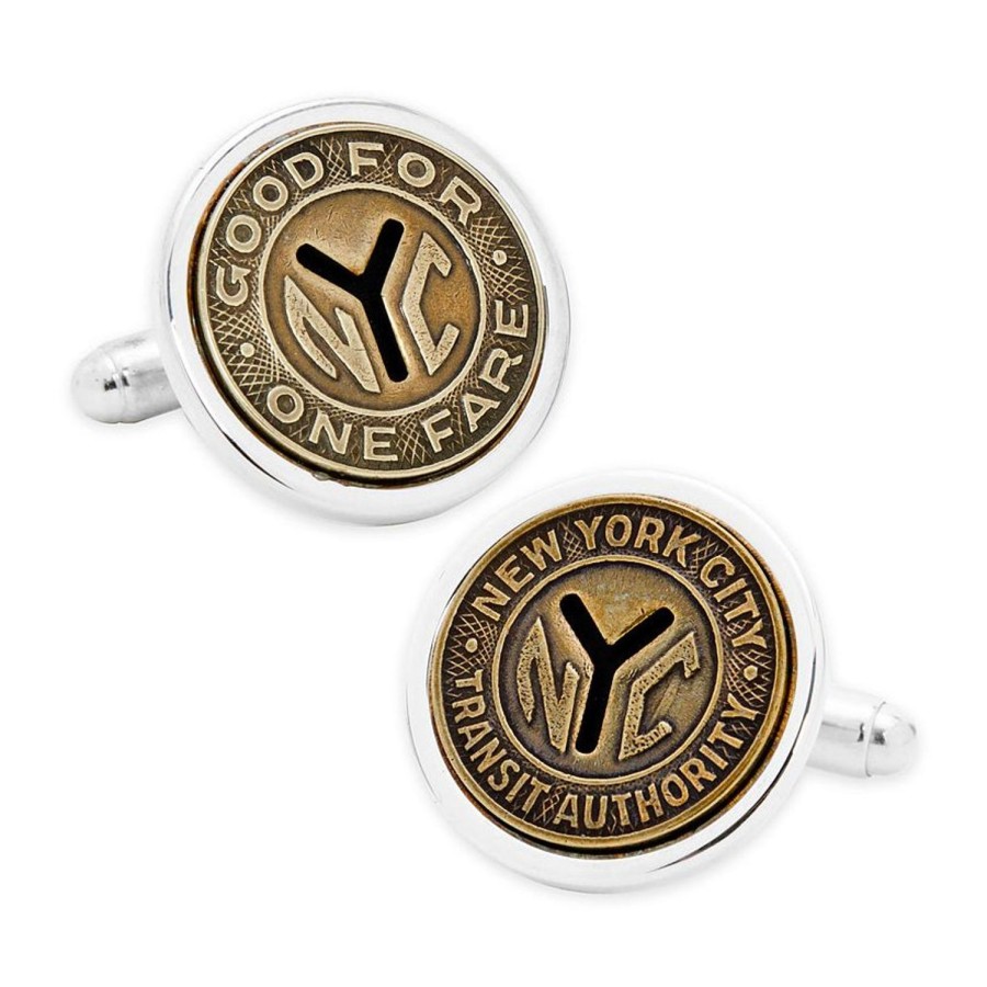 Tokens & Icons New York Transit Token Cufflinks, Silver Plated | Classic Cufflinks