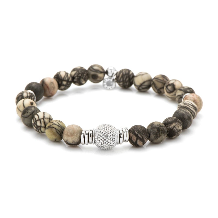 Tateossian Spiderweb Jasper & Sterling Stonehenge Bracelet (17.5Cm) | Bracelets