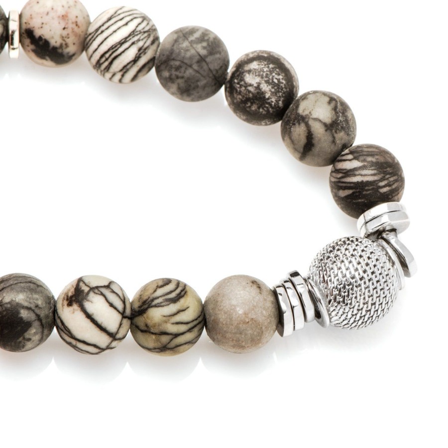 Tateossian Spiderweb Jasper & Sterling Stonehenge Bracelet (17.5Cm) | Bracelets