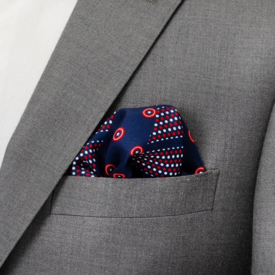 Marvel Captain America Shield Navy Pocket Square | Pocket Squares