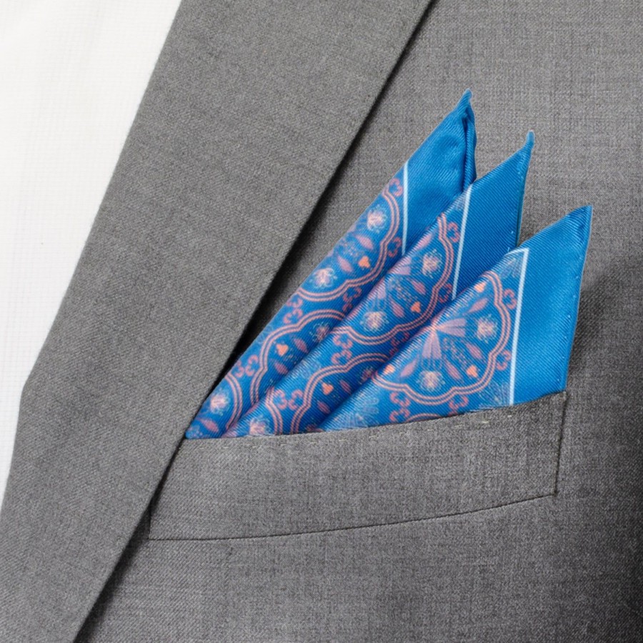 Cufflinks, Inc. Aboriginal Ornament Patterned Blue Pocket Square | Pocket Squares