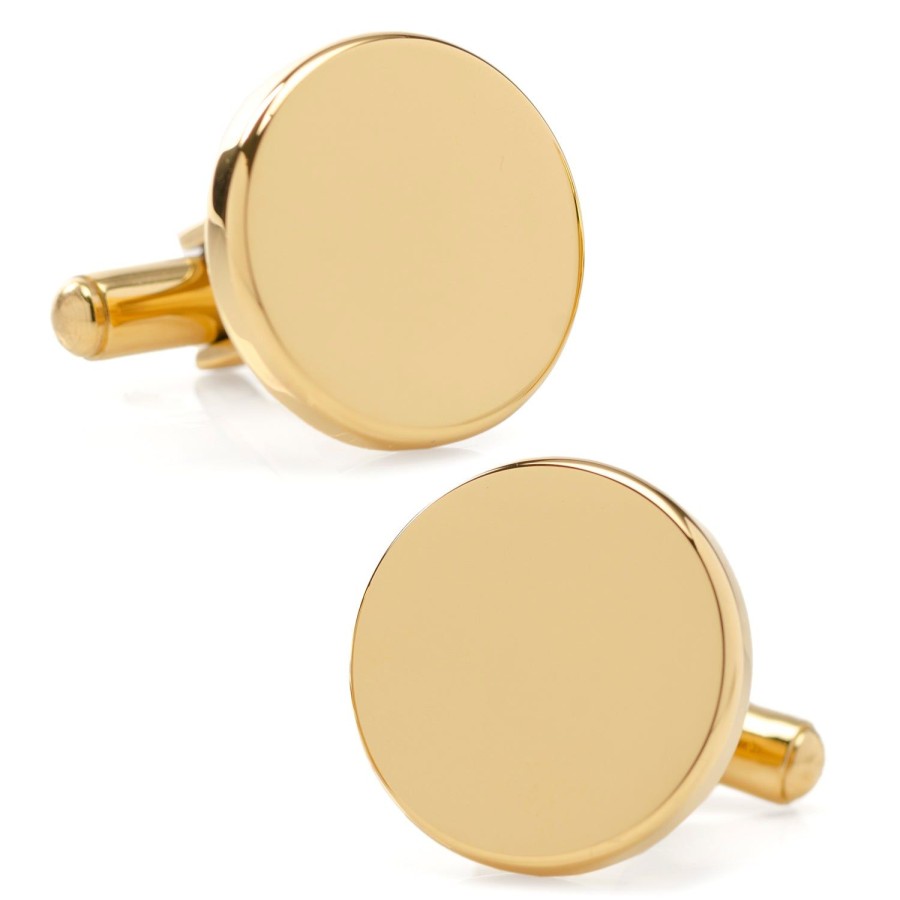 Ox and Bull Trading Co. Stainless Steel Round Infinity Gold Engravable Cufflinks | Classic Cufflinks