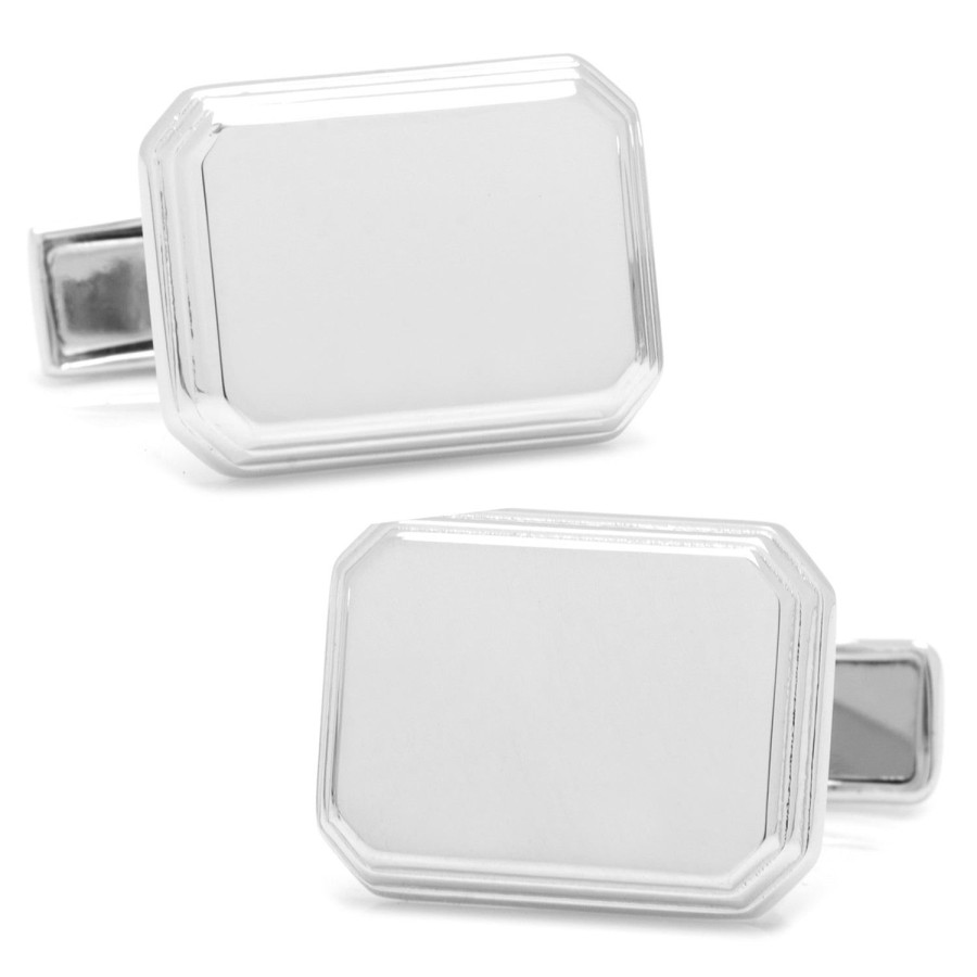 Ox and Bull Trading Co. Sterling Rectangular Engravable Cufflinks | Classic Cufflinks