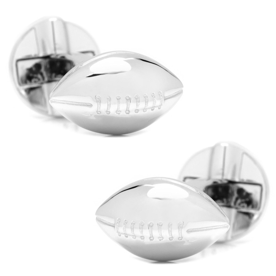 Ox and Bull Trading Co. 3D Sterling Silver Football Cufflinks | Classic Cufflinks