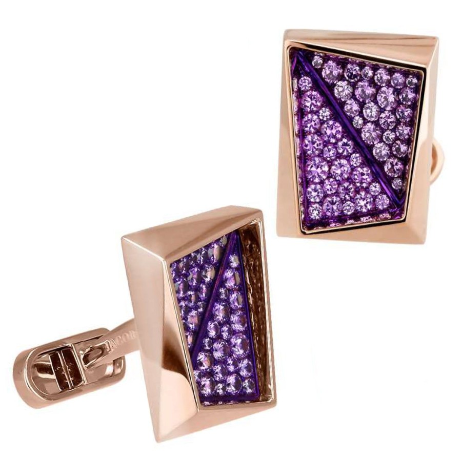 Jacob & Co. Rectangular Cufflinks With Purple Sapphires | Classic Cufflinks