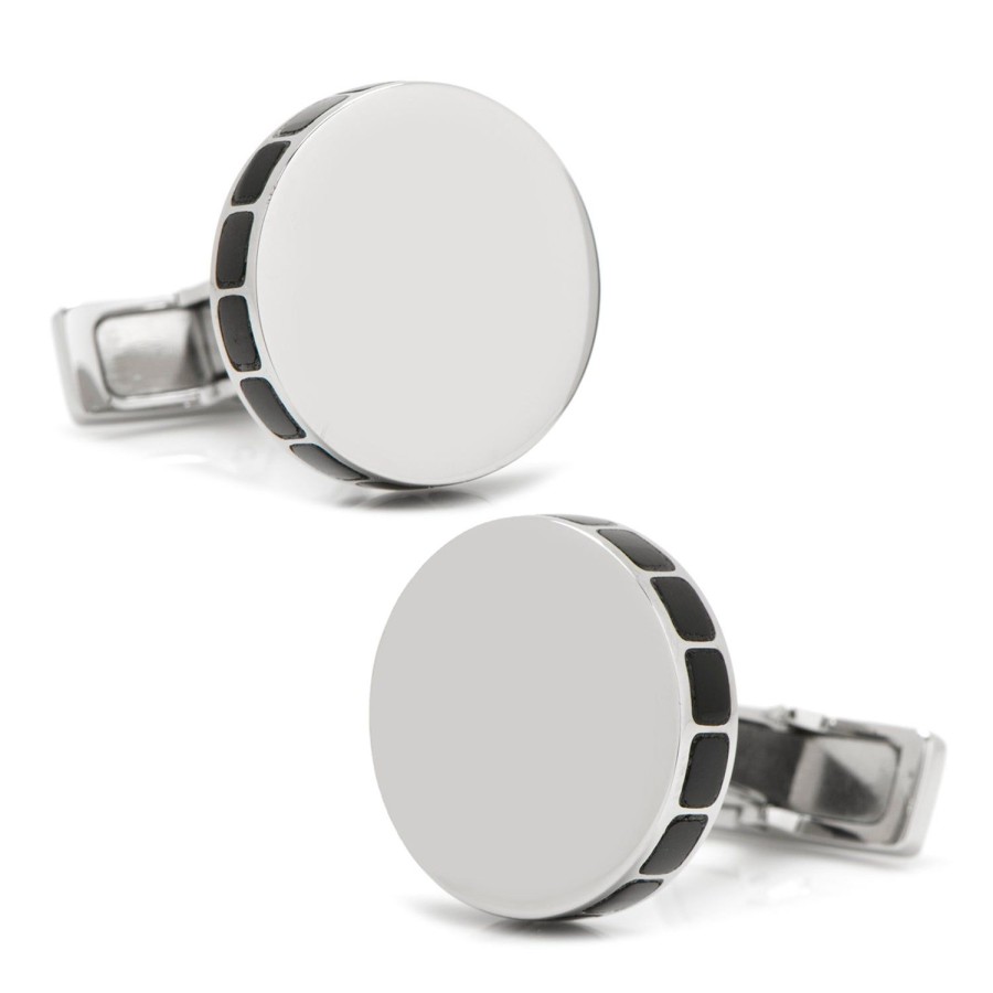 Ox and Bull Trading Co. Stainless Steel Onyx Mosaic Engravable Cufflinks | Classic Cufflinks