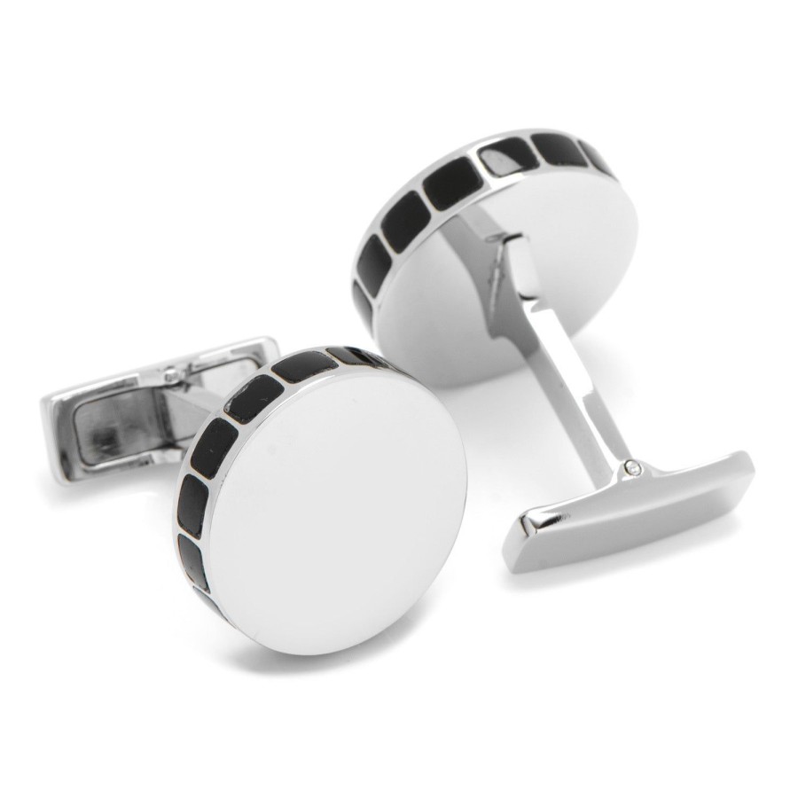 Ox and Bull Trading Co. Stainless Steel Onyx Mosaic Engravable Cufflinks | Classic Cufflinks