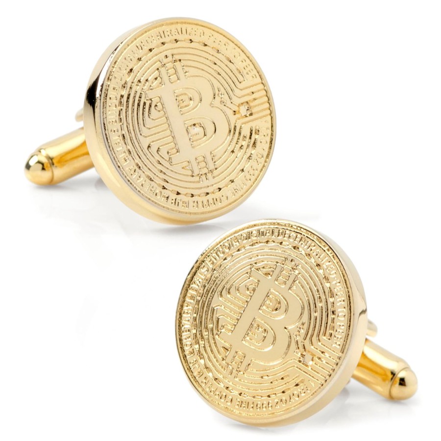 Cufflinks, Inc. Crypto Bitcoin Debossed Cufflink | Classic Cufflinks